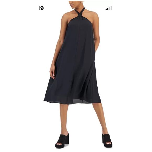 INC International Concepts Black Halter Neck Midi Dress Size XL NWT - Picture 12 of 12